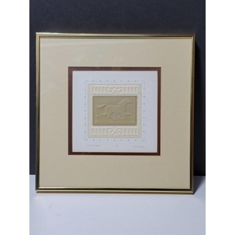 Vinatge Artist Proof(A/P) Hand Painted Embossed Stiching Artwork by Betsy Veness